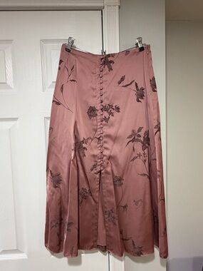Club Monaco Dusty Rose Floral A-Line Midi Skirt